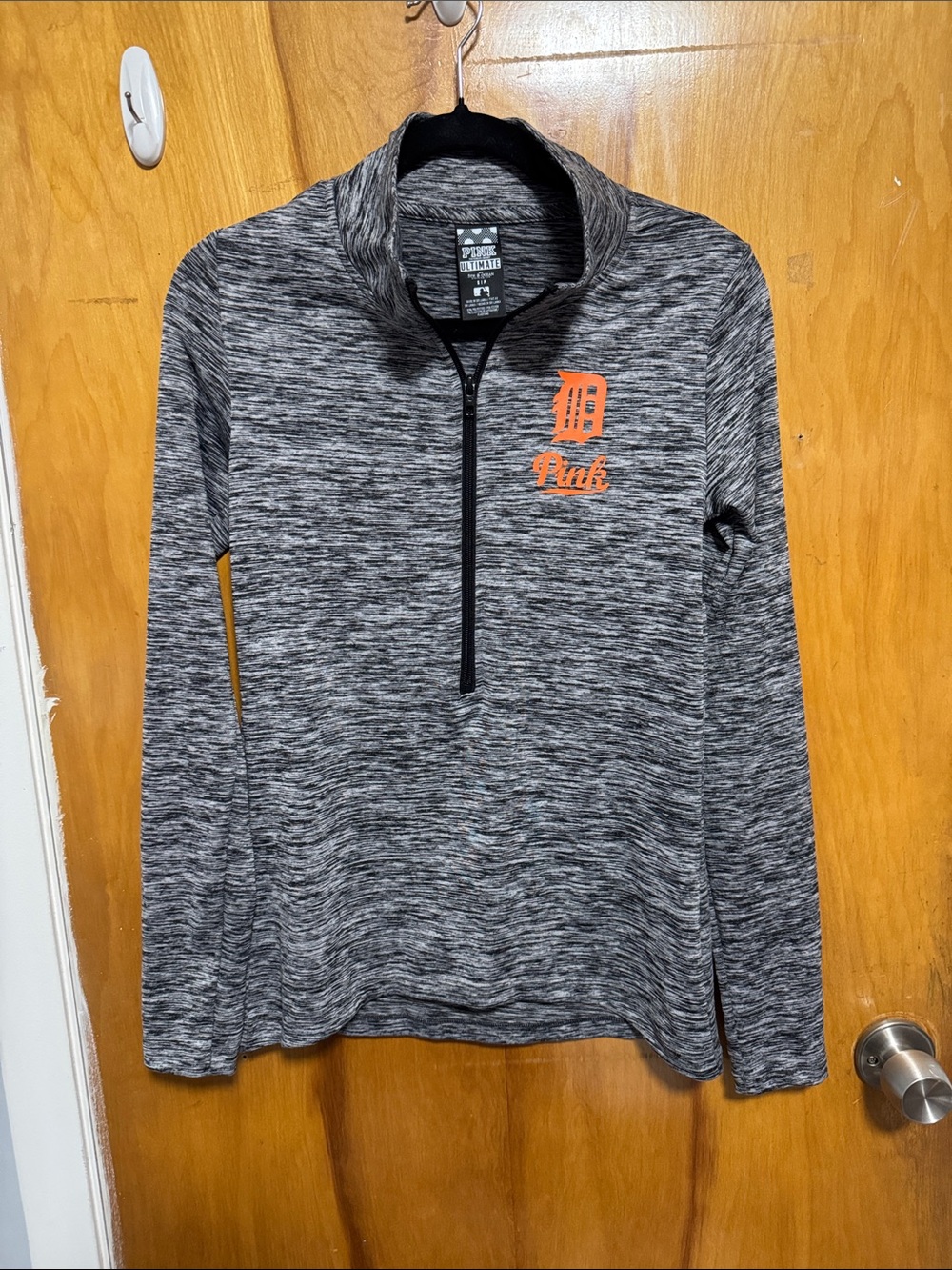 PINK Half-Zip Athletic Pullover - Gray with Detroit Tigers Logo